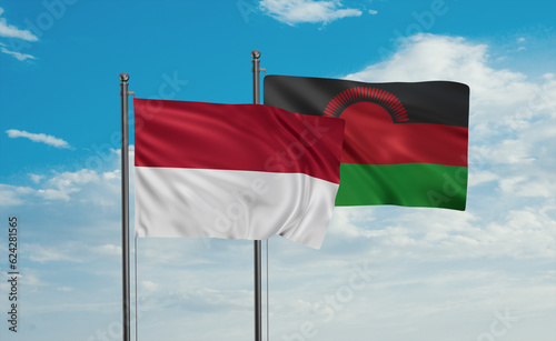 Malawi and Indonesia and Bali island flag