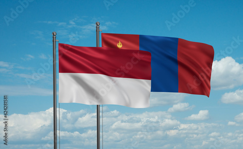 Mongolia and Indonesia and Bali island flag