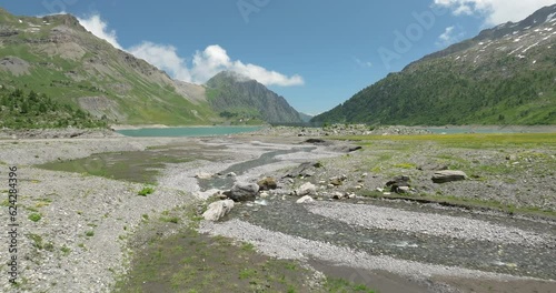 Salanfe dam and lake in the Valais in the mountains in Switzerland photo