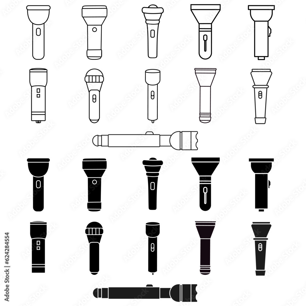 Flashlight icon vector set. lantern illustration sign collection. lamp symbol. light logo. Flashlight icon vector set. lantern illustration sign collection. lamp symbol. light logo.