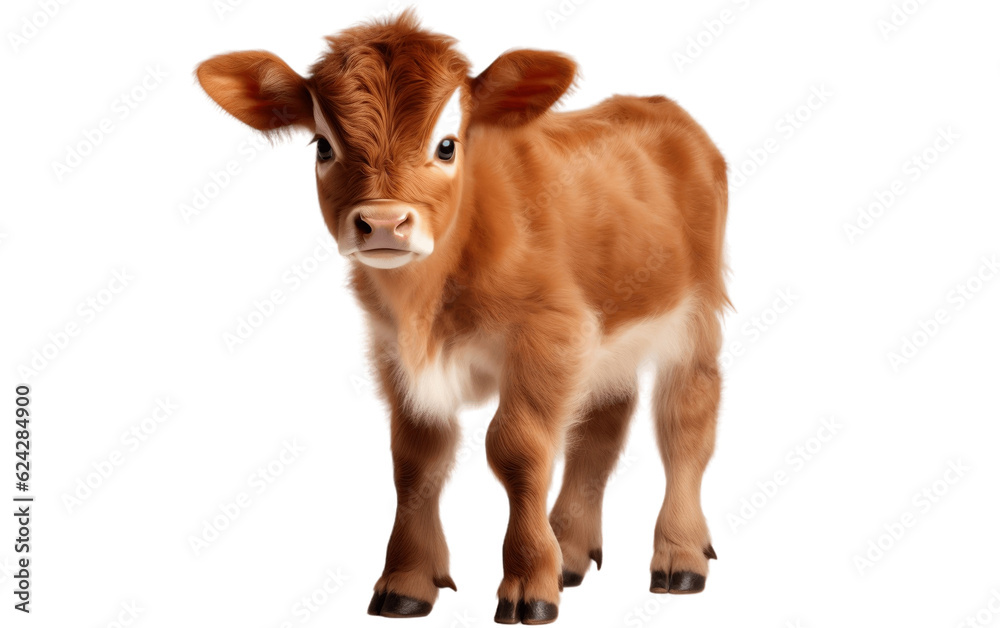 Transparent Isolated Baby Cow. Generative AI