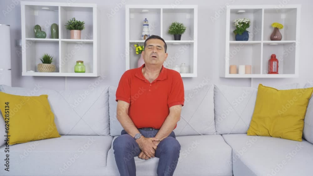 The old man wants to smell good. Squeezes and smells perfume. The old man wants to smell good. Squeezes and smells perfume.