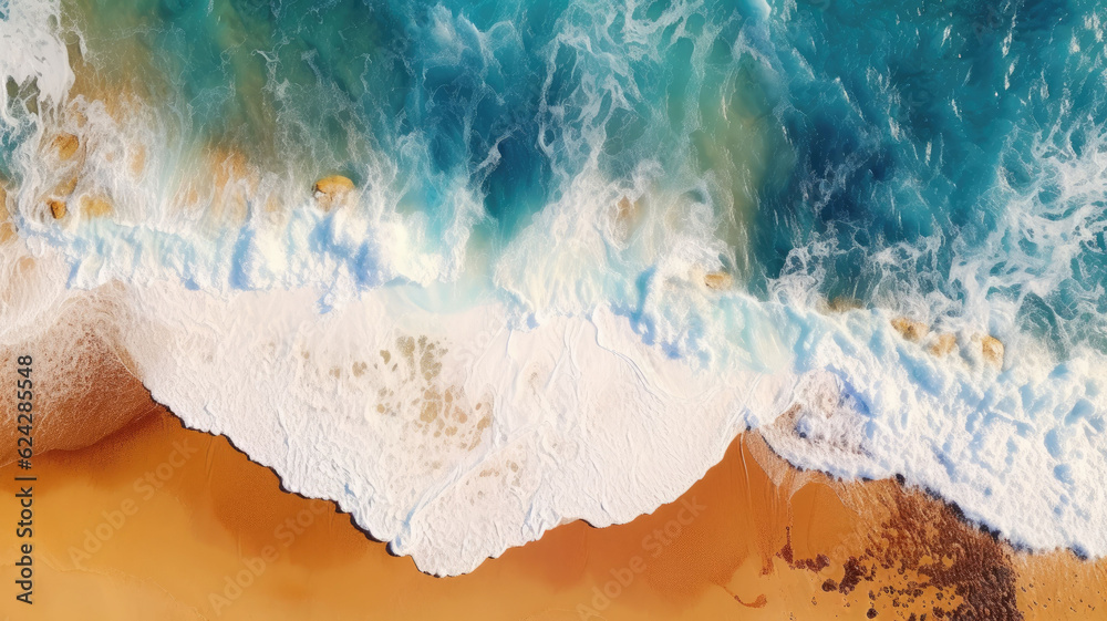 ocean wave on coastal zone, white sand, deep blue water,genearative ai ocean wave on coastal zone, white sand, deep blue water,genearative ai