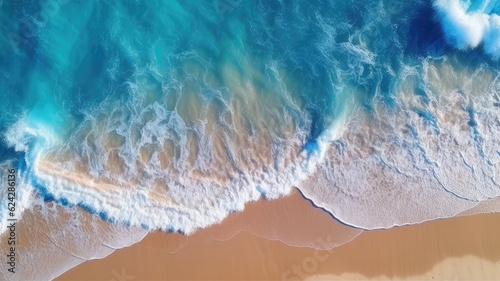 ocean wave on coastal zone, white sand, deep blue water Generative ai © LomaPari2021