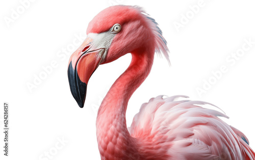 Close Up Flamingo Isolated on Transparent Background. Generative AI