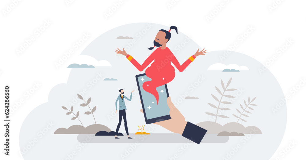 AI in everyday life as artificial intelligence daily support tiny person concept, transparent background. Future technology advantages. AI in everyday life as artificial intelligence daily support tiny person concept, transparent background. Future technology advantages.