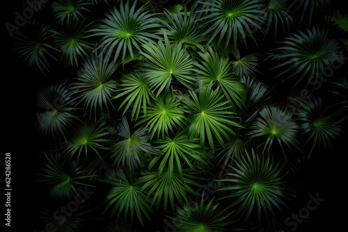 Lots Of Saw Palmetto Leaves Seen From Drone. Generative AI