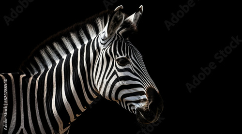 Zebra on a black background  created with Generative AI technology.