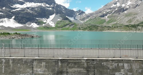 Salanfe dam and lake in the Valais in the mountains in Switzerland