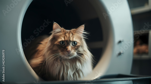Magnetic resonance imaging MTI for cat animal, vet clinic. Generation AI photo