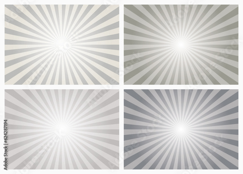 Abstract gray rays background set. Vector Solar explosion sunburst background. Retro style vintage background as design element.  © cnh