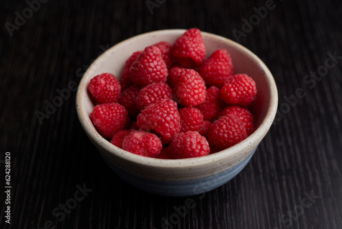 Close up of raspberry in the bowl