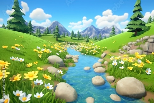 empty 3D cartoon background for kids and animation  generative ai creation 