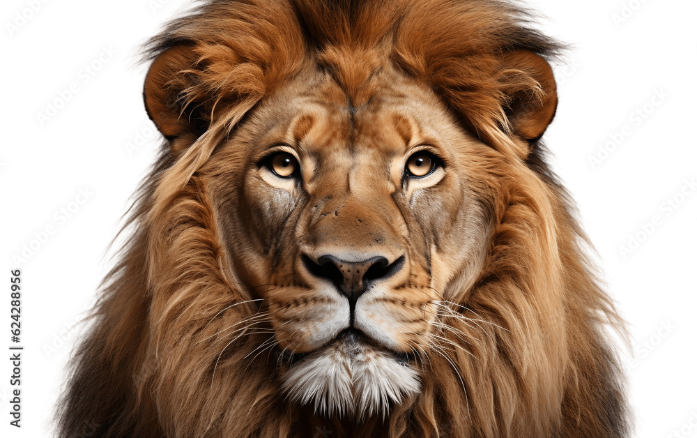 Isolated Lion Face Shot on Transparent Background. Generative AI