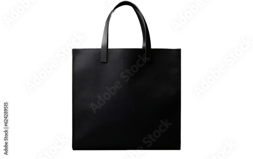 Black Shopping Bag with No Logo on Transparent Background. Generative AI