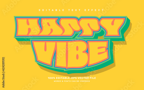 Happy vibe, groovy quote editable text effect template