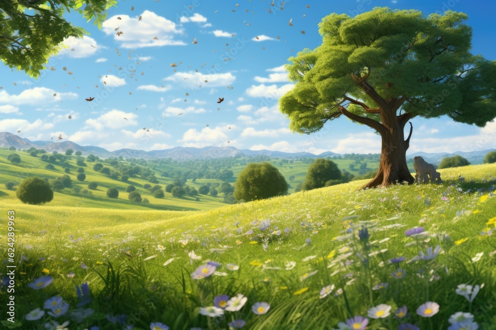 Fototapeta premium empty 3D cartoon background for kids and animation generative ai creation 