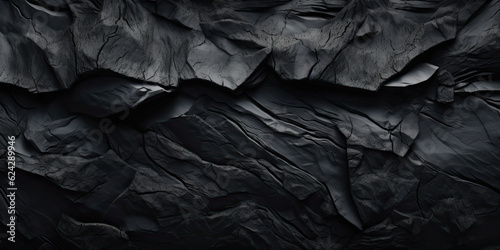 Ethereal Noir: Abstract Black Background with Dark Rock Texture, Providing Ample Copy Space for Design. Ideal for Web Banners and Wide Panoramic Displays 3