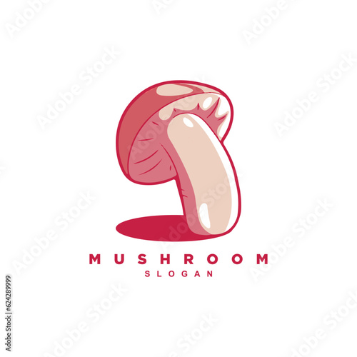 Hand drawn red mushroom logo design. Magic mushroom fungus farm logo vector