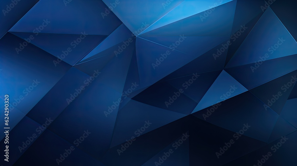 Fototapeta premium Dynamic Elegance: Dark Blue Geometric Background with Triangles and Fluid Lines