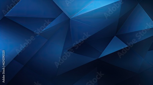 Dynamic Elegance: Dark Blue Geometric Background with Triangles and Fluid Lines