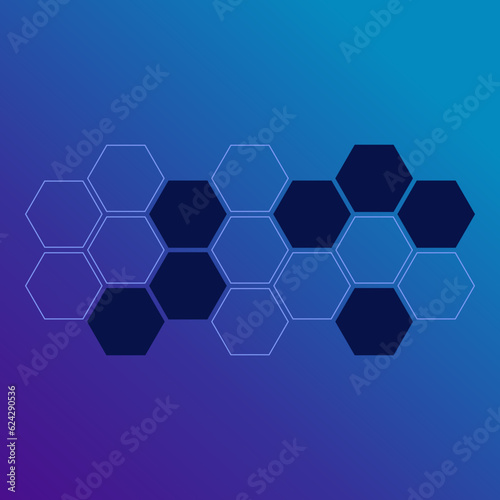A technology and internet design theme featuring an abstract hexagon honeycomb illustration as a corner border frame