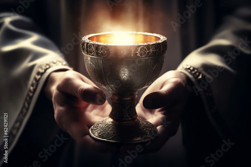 Stampa su tela The Holy Grail is the chalice cup that Jesus Christ drank from at the Last Suppe
