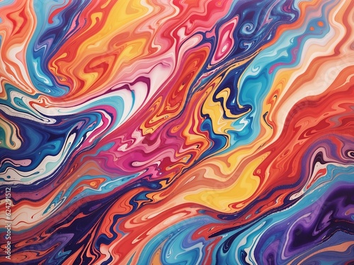Abstract colorful painting background with waves.