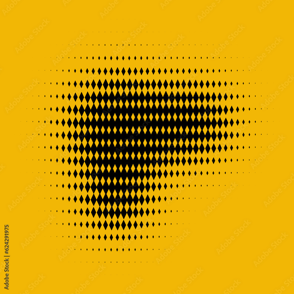  retro design ambiance by incorporating halftone dots on a vibrant yellow background.