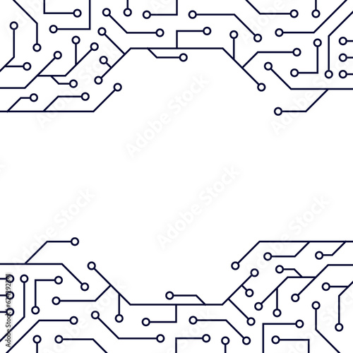 circuit board illustration element as header and footer for technology or game background design