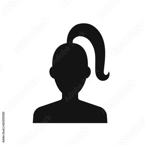 Woman with ponytail silhouette. High ponytail hairstyle, vector icon
