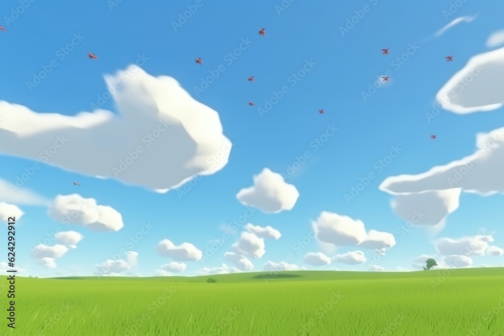 Fototapeta premium empty 3D cartoon background for kids and animation generative ai creation 