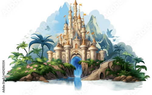 Fairy Tale Castle on Transparent Background. Generative AI