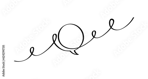 Hand drawn speech bubble in linear style. Line chat bubble on white background. Doodle vector graphic design