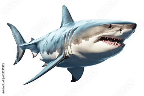 White Shark Isolated on Transparent Background. Generative AI