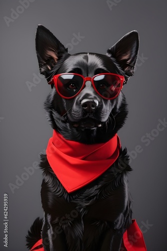 A cute dog wearing trendy sunglasses