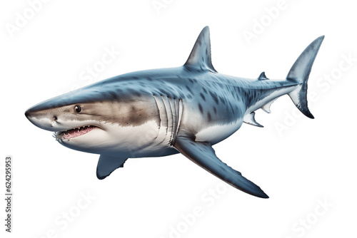 White Shark Isolated on Transparent Background. Generative AI