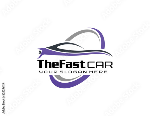 Sports car on the road. Modern and fast vehicle racing. Super design concept of luxury automobile. Vector illustration