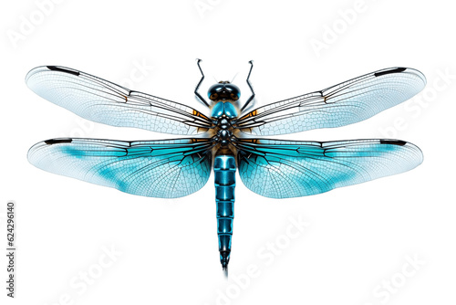 Blue Dragonfly Isolated on Transparent Background. Generative AI