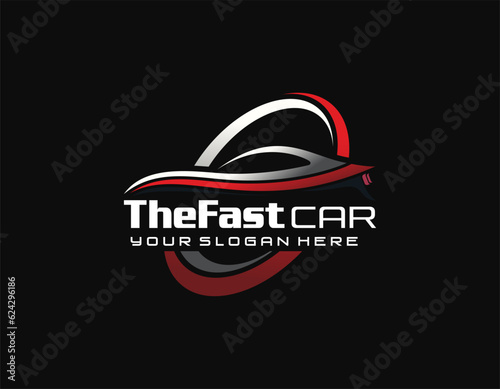 Sports car logo icon. Motor vehicle silhouette emblems. Auto garage dealership brand identity design elements. Vector illustrations.
