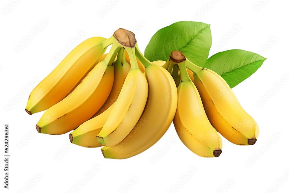 Bunch of Bananas Isolated on Transparent Background. Generative AI