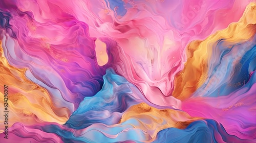 Abstract art background texture, liquid texture with fluid art material, coloured wavy design, modern waves wallpaper illustration - Generative ai © Filip