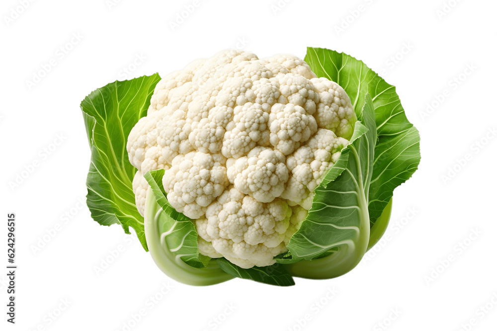 Cauliflower Isolated on Transparent Background. Generative AI - obrazy, fototapety, plakaty 