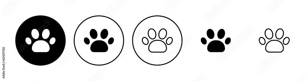 Paw icon set. paw print icon vector. dog or cat paw Paw icon set. paw print icon vector. dog or cat paw