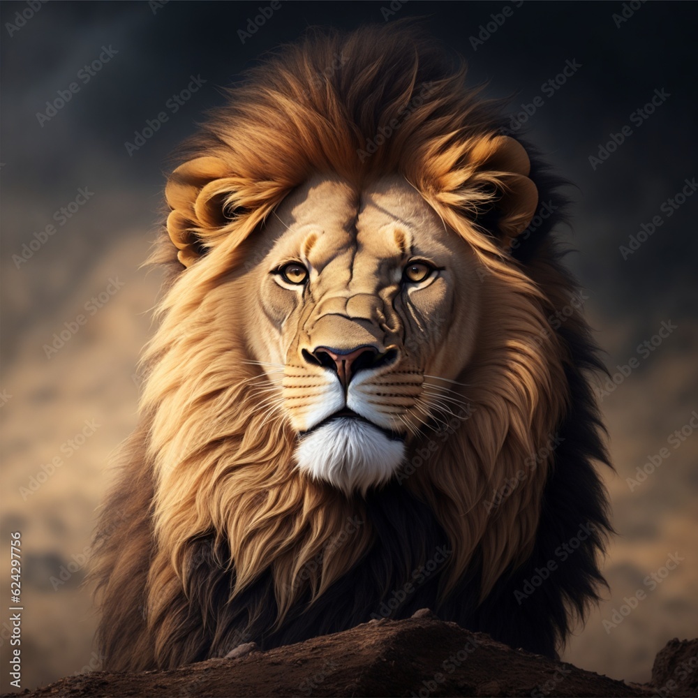 Close-up of a lion's face and nice background