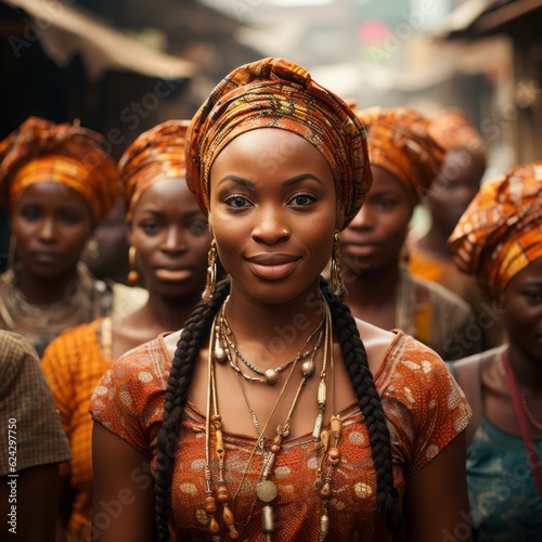 Photo of a woman with braided hair standing among a group of diverse women .generative ai