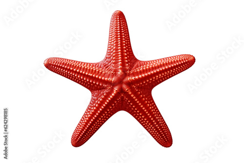 Isolated Red Starfish on Transparent Background. Generative AI