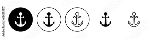 Anchor icon set. Anchor symbol logo. Anchor marine icon.