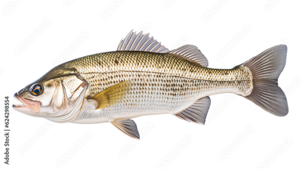 a Bass fish  in transparent white background