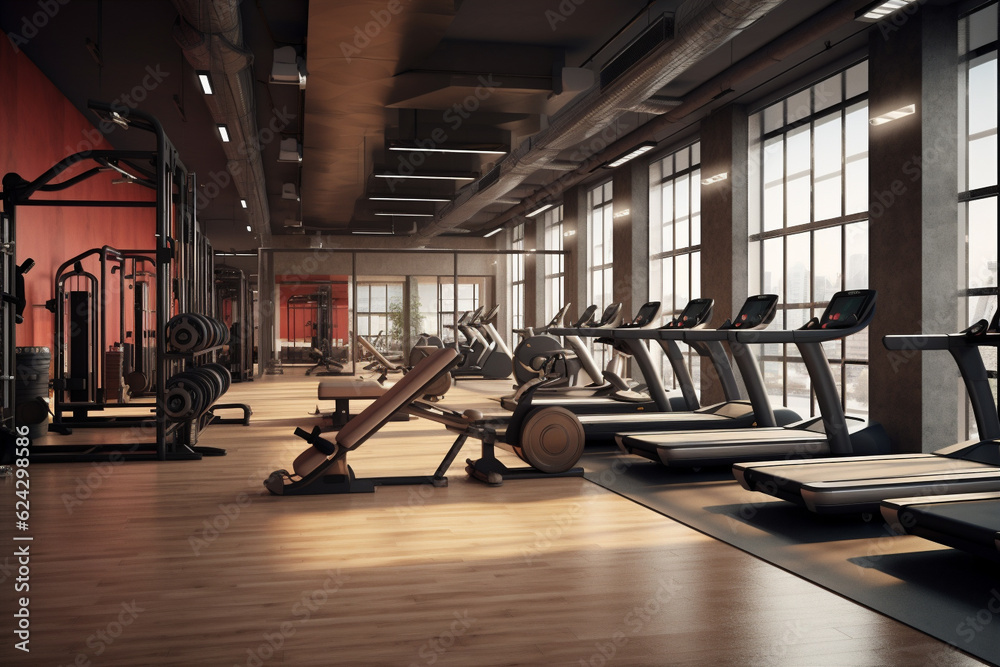fitness center interior. Generative AI